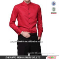 Best price Men red banded collar Dress shirts with Long sleeve